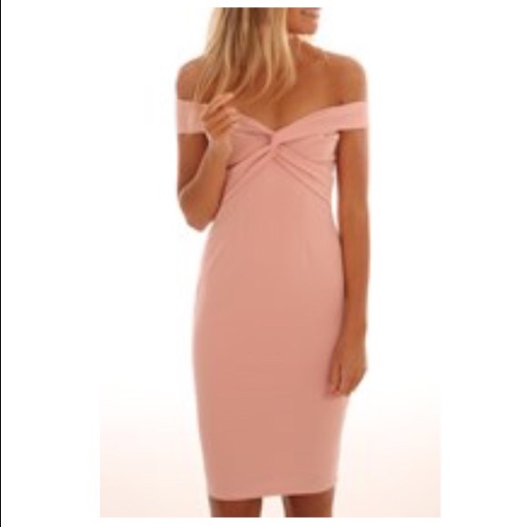 Blush pink off the shoulder bodycon dress - Picture 2 of 2